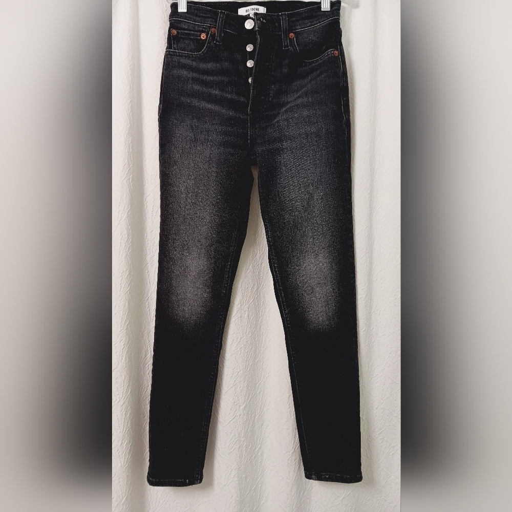 RE/DONE Women's Jeans 90s High Rise Ankle Crop Black Size 25